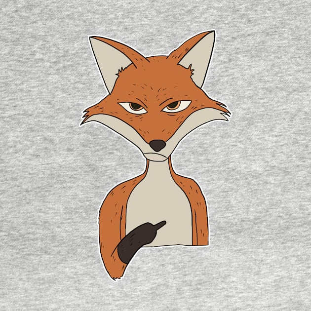 Grumpy Fox Holding Middle Finger by Mesyo